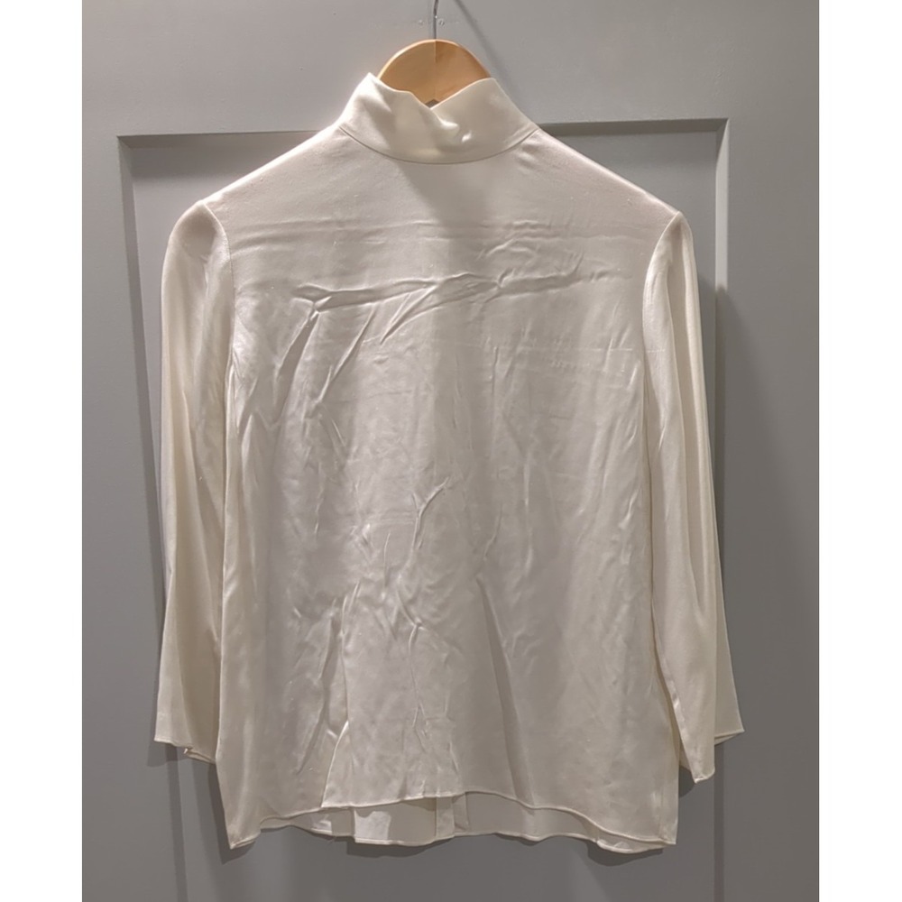 Vince Womens 100% Silk Mock Neck 3/4 Length Sleeve Blouse (Read)‎